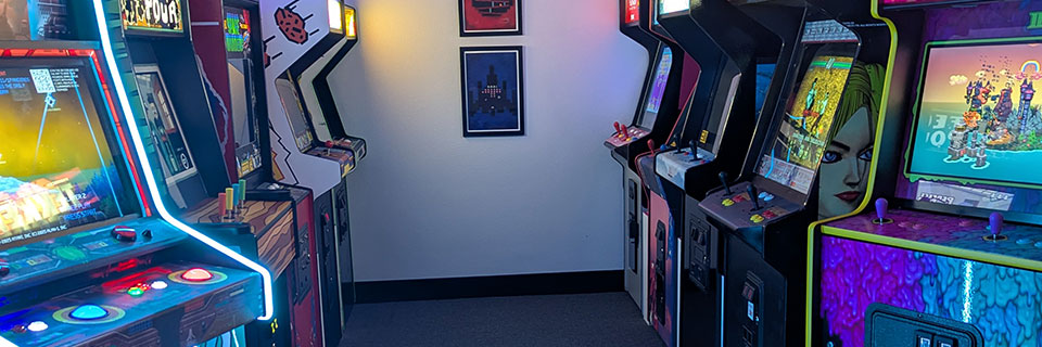 Row of arcade games