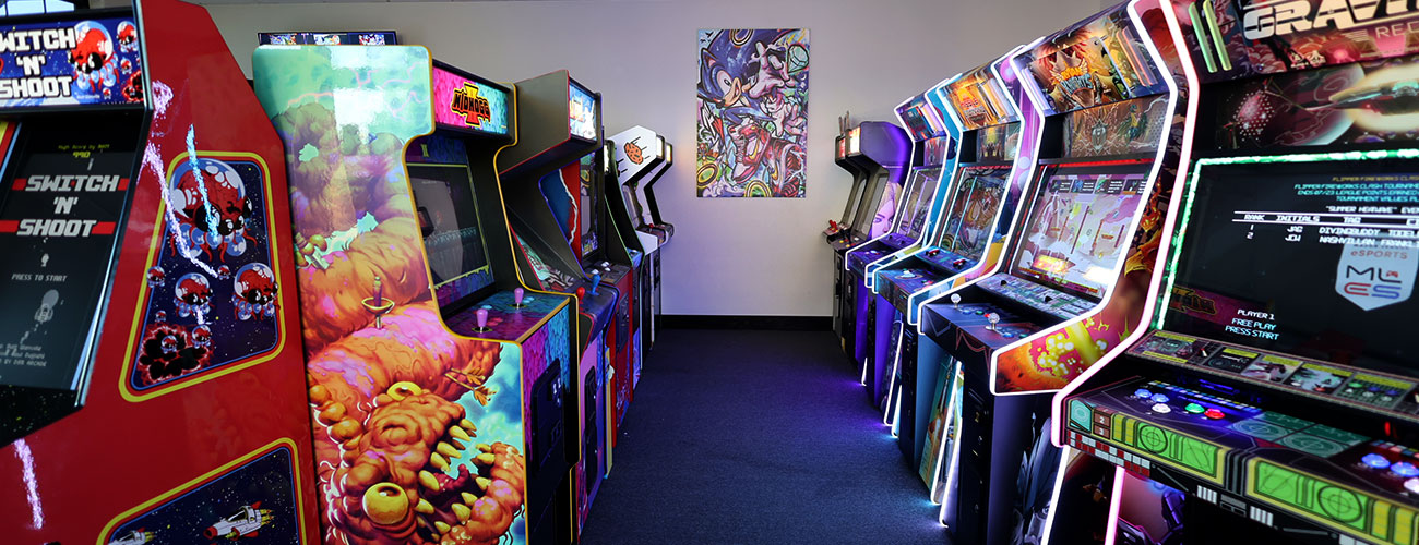 Center row of games in the arcade